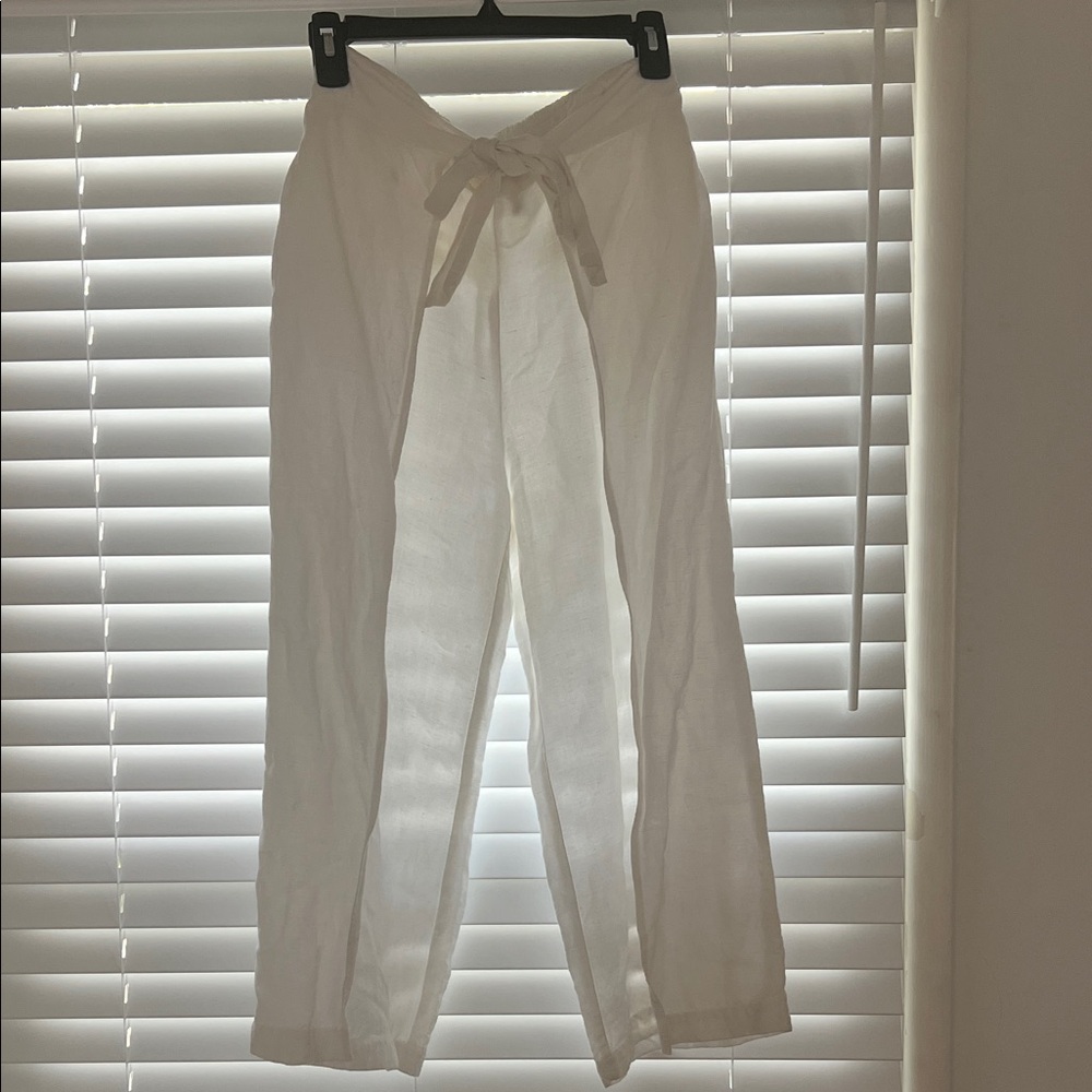 White linen pants
